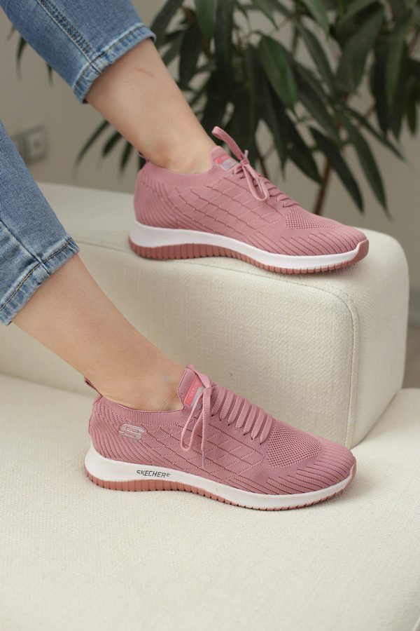 کتونی جورابی زنانه | مدل اس بافت زنانه Skechers رنگ صورتی