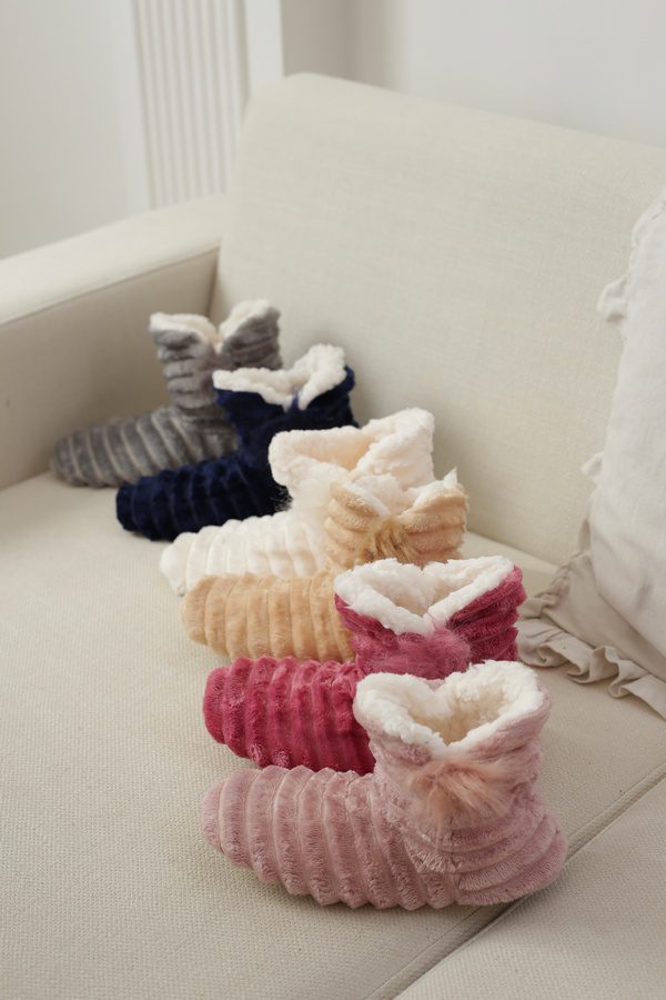 پاپوش خزدار ساقدار زنانه | مدل راه راه