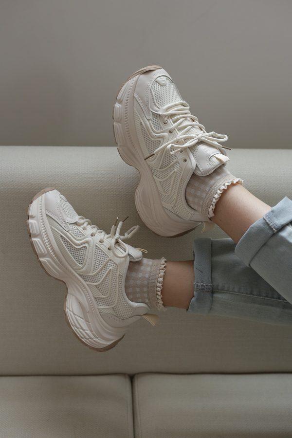 کتونی اسپرت زنانه | کد M11160 رنگ بژ