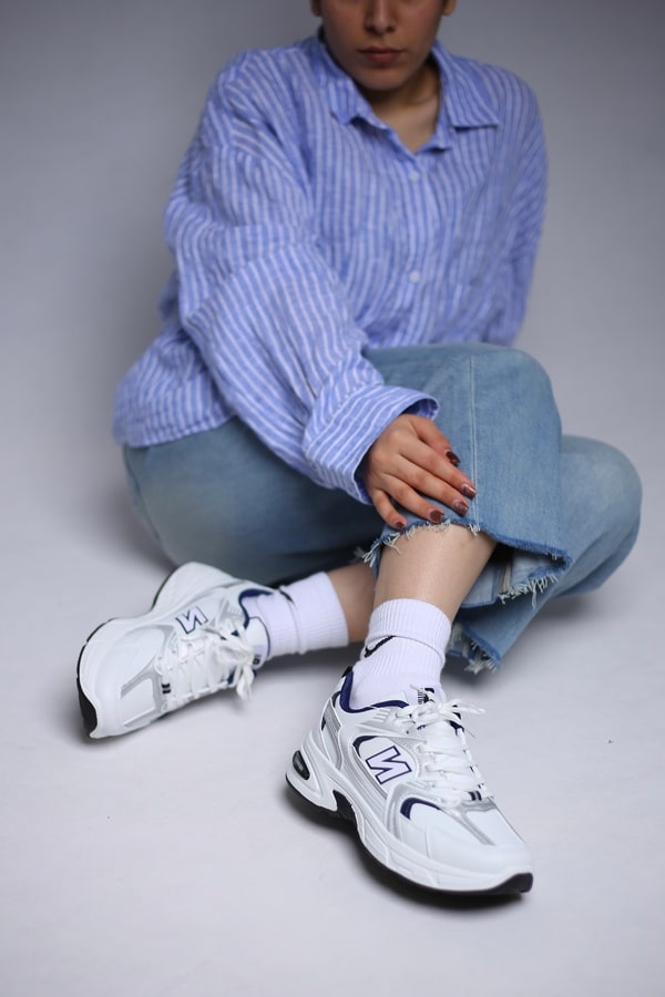 کتونی اسپرت زنانه نیو بالانس | مدل New Balance L3008 سفید نقره ای