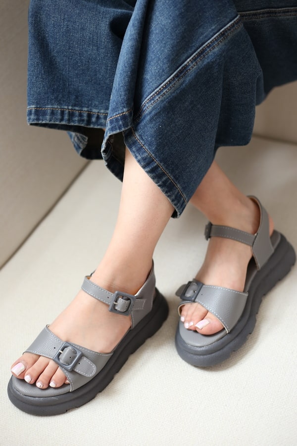 صندل رکابدار زنانه | کد 620-2 رنگ طوسی