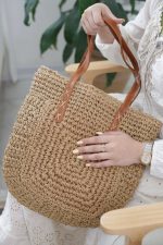 کیف حصیری زنانه مدل رافیا بزرگ (ترنج)
