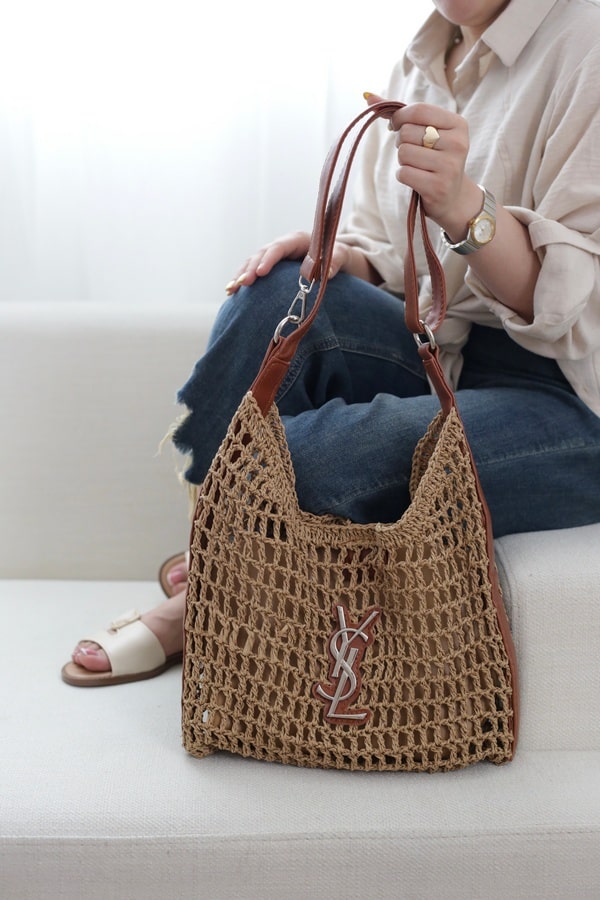 کیف حصیری زنانه مدل رافیا YSL