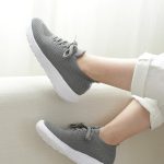 کتونی جورابی زنانه مدل اسکیچرز بند دار زنانه skechers طوسی سیر