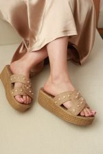 صندل لژدار زنانه مدل کنفی اچ گرد